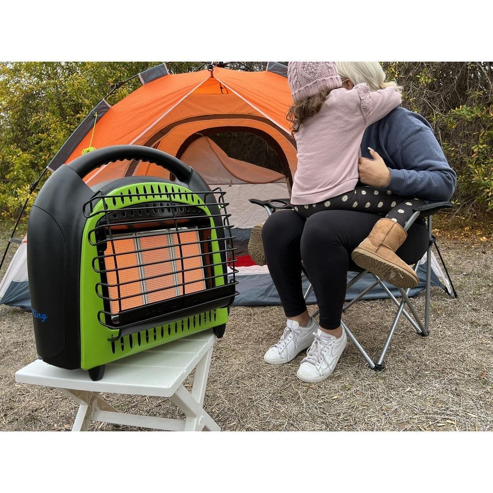 Flame King Portable 20,000 BTU Thermostatic Infrared Propane Camping Heater for 1 lb. LP Tank (2)