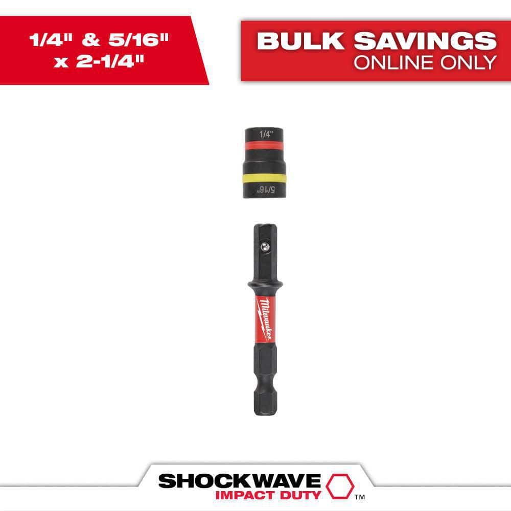 Milwaukee SHOCKWAVE Impact Duty 1/4 in. and 5/16 in. 2-1/4 in. Quik-Clear 2-in-1 Magnetic Nut Driver