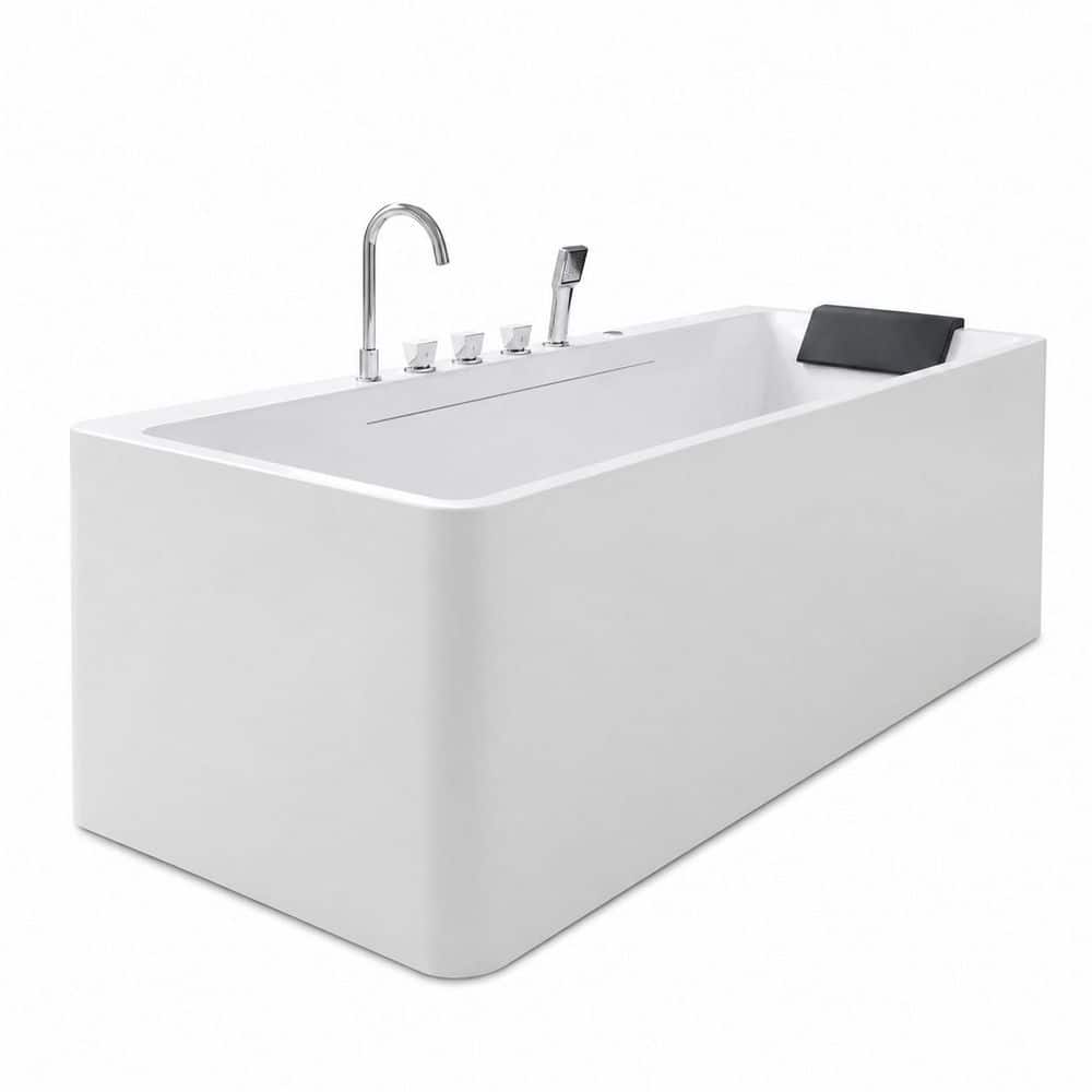 LIVACA 66.92 in. x 31.49 in. Whirlpool Bathtub with Center Drain in Milk White Durable Construction (1)