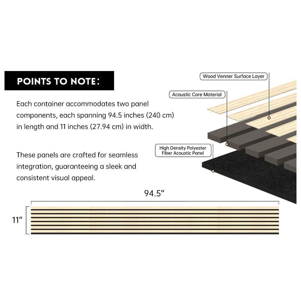 Angel Sar 94.5 in. x 11 in. Natural Walnut 3D Wood Slat Sound Absorbing Wooden Panel, Wall Guard Panel for Living Room (2-Pack) (3)