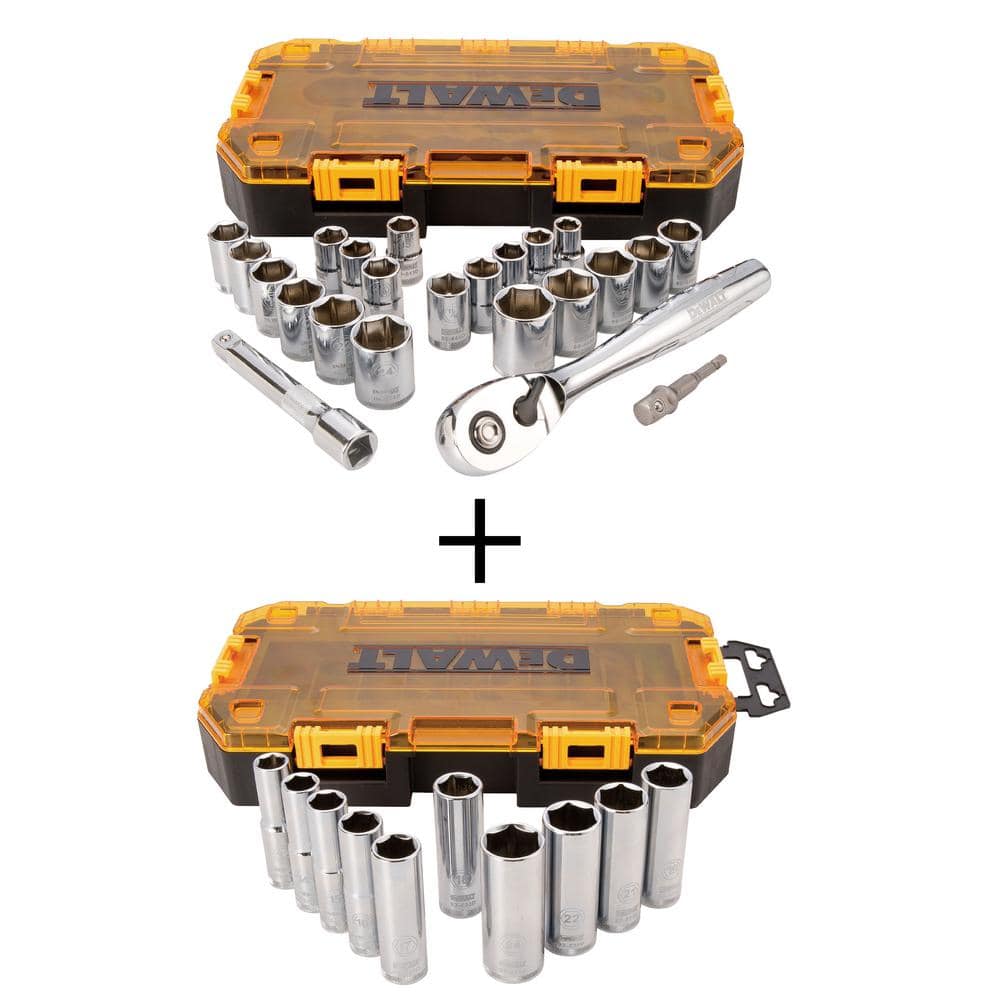 DEWALT 1/2 in. Drive Socket Set and 1/2 in. Drive Deep Socket Set (33-Piece)