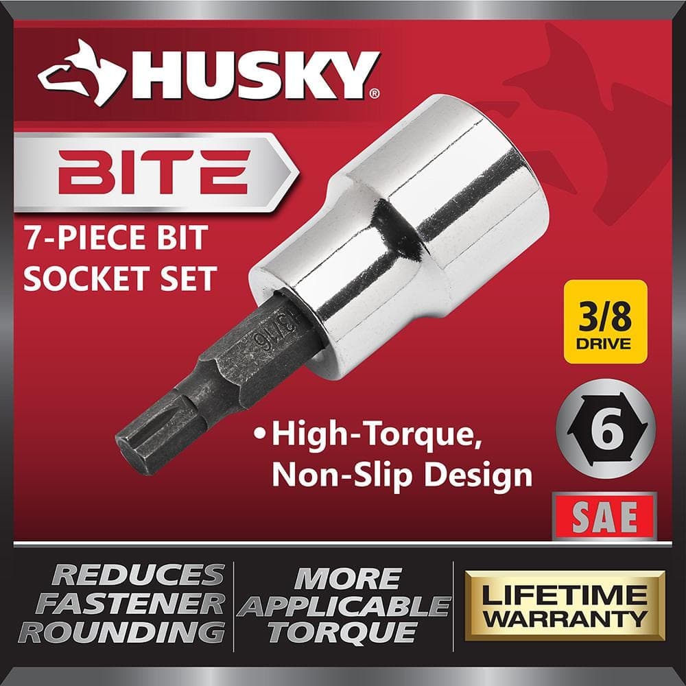 Husky BITE 3/8 in. Drive SAE Bit Socket Set (7-Piece) (3)