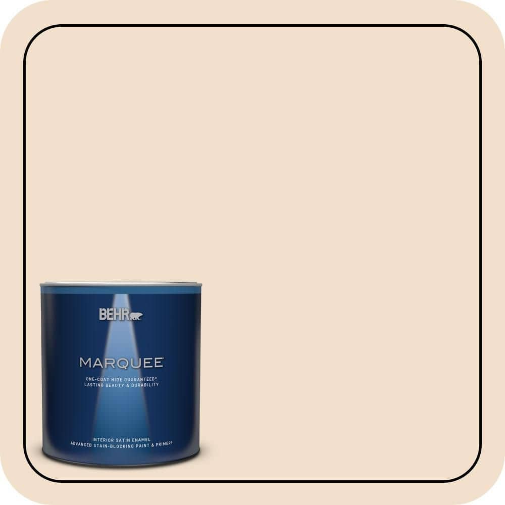 BEHR MARQUEE 1 qt. #OR-W02 So Much Fawn Satin Enamel Interior Paint & Primer