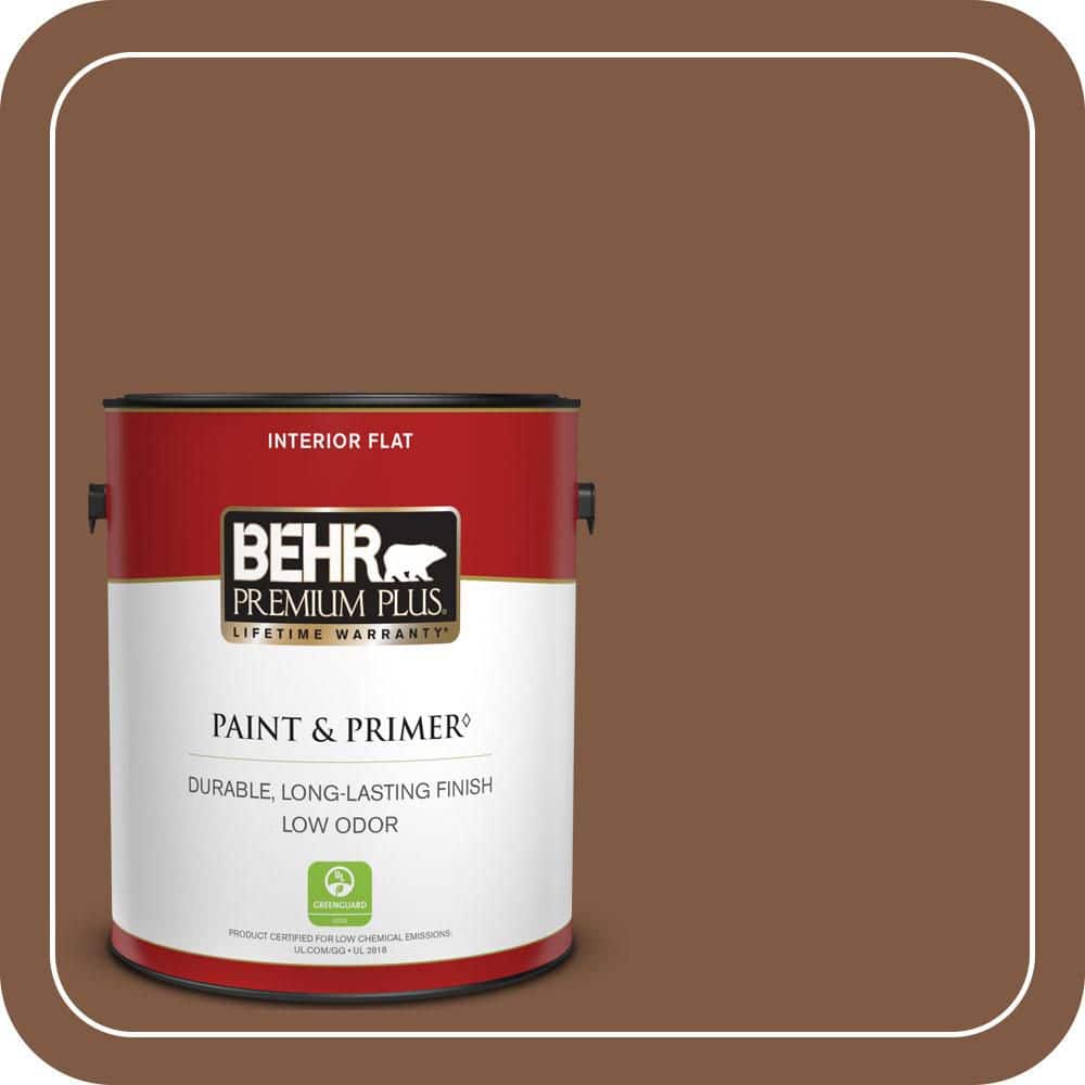 BEHR PREMIUM PLUS 1 gal. #T12-2 Stagecoach Flat Low Odor Interior Paint & Primer
