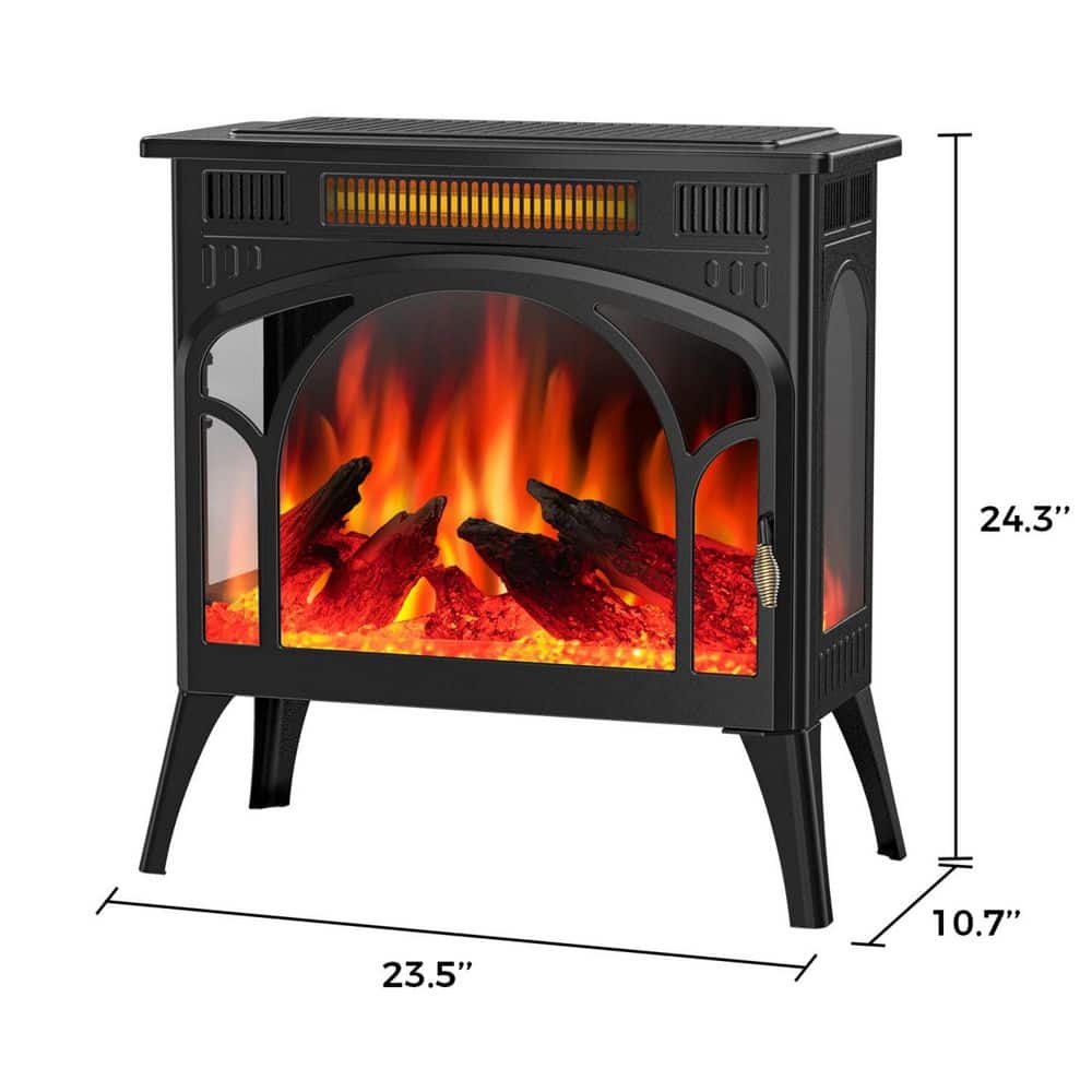 R.W.FLAME 23.46 in. Freestanding Electric Fireplace Stove Heater in Black (2)