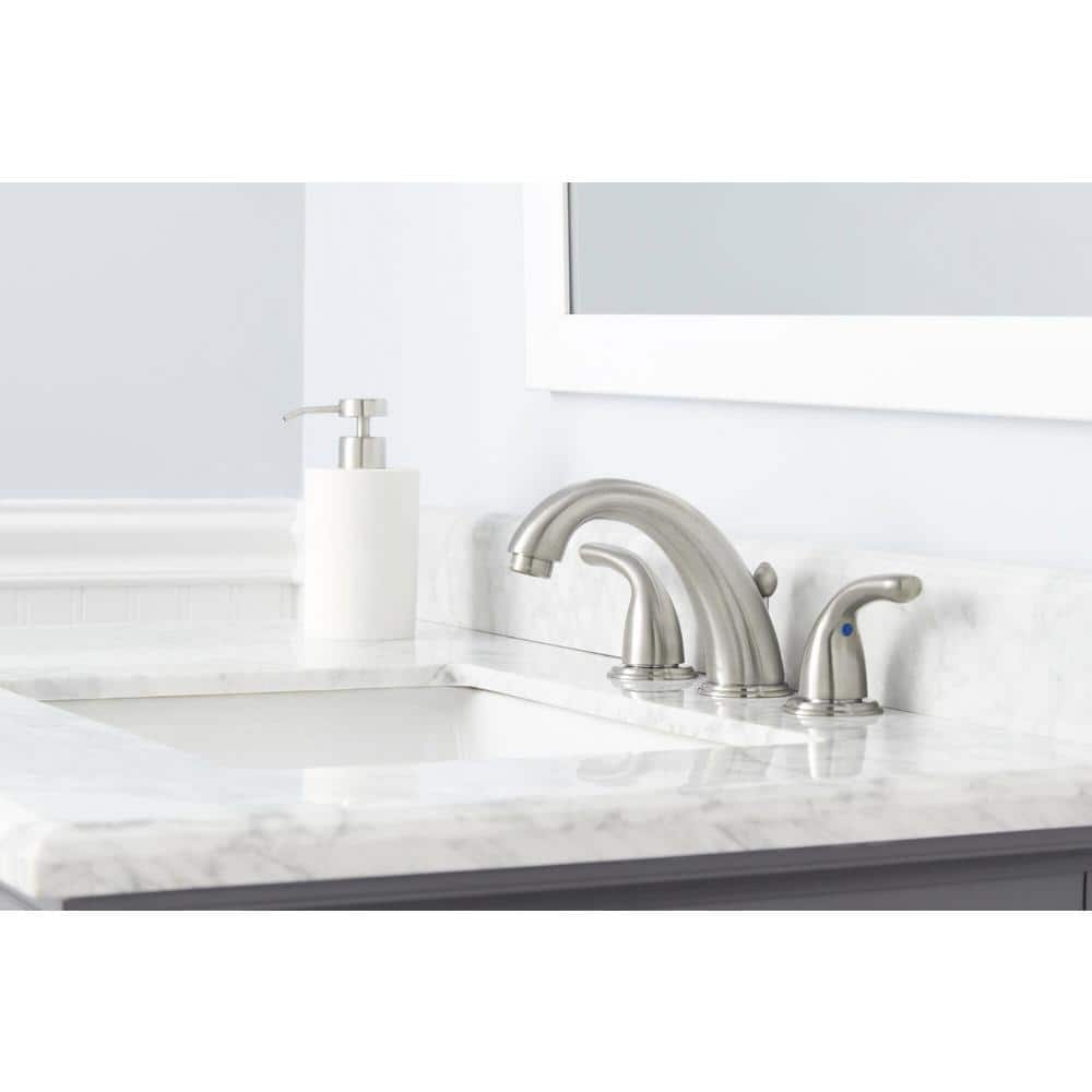 Glacier Bay Builders 8 in. Widespread Double-Handle High-Arc Bathroom Faucet in Brushed Nickel (3)
