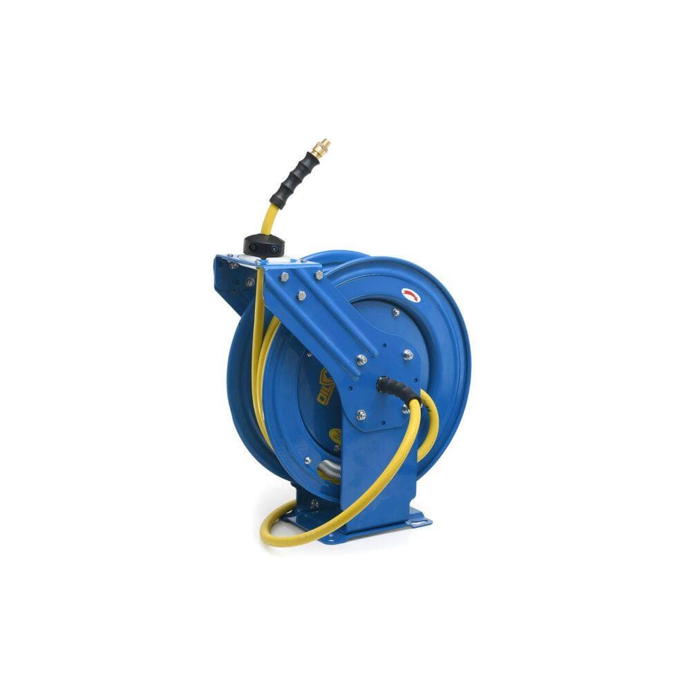 OILSHIELD 1/2 in. x 100 ft. Heavy Duty Rubber Air Hose and Dual Arm Powder-Coated Steel Hose Reel (2)