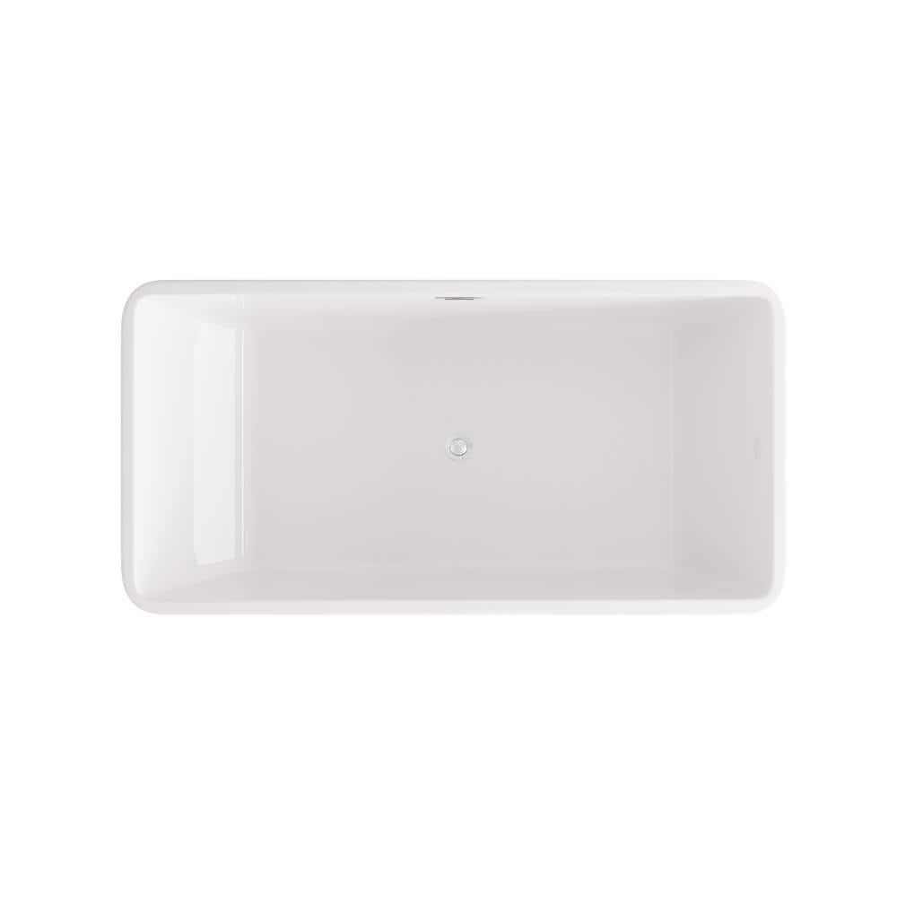 Unbranded Timeless Home 59 in. x 29.5 in. Soaking Bathtub with Center Drain in Glossy White with Chrome Trim (2)