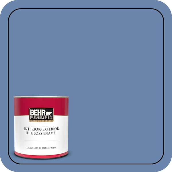 BEHR PREMIUM PLUS 1 qt. #M530-5 Cowgirl Blue Hi-Gloss Enamel Interior/Exterior Paint & Primer (2)