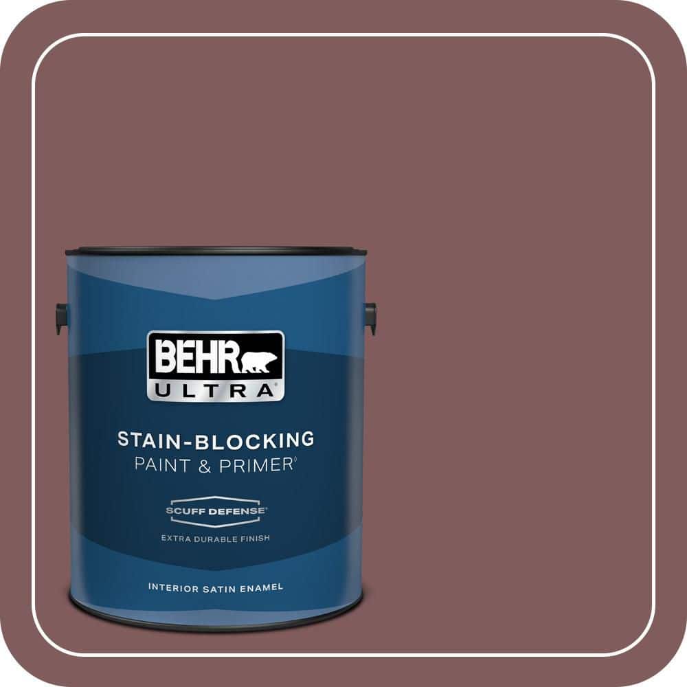 BEHR ULTRA 1 gal. #140F-6 Book Binder Extra Durable Satin Enamel Interior Paint & Primer (2)