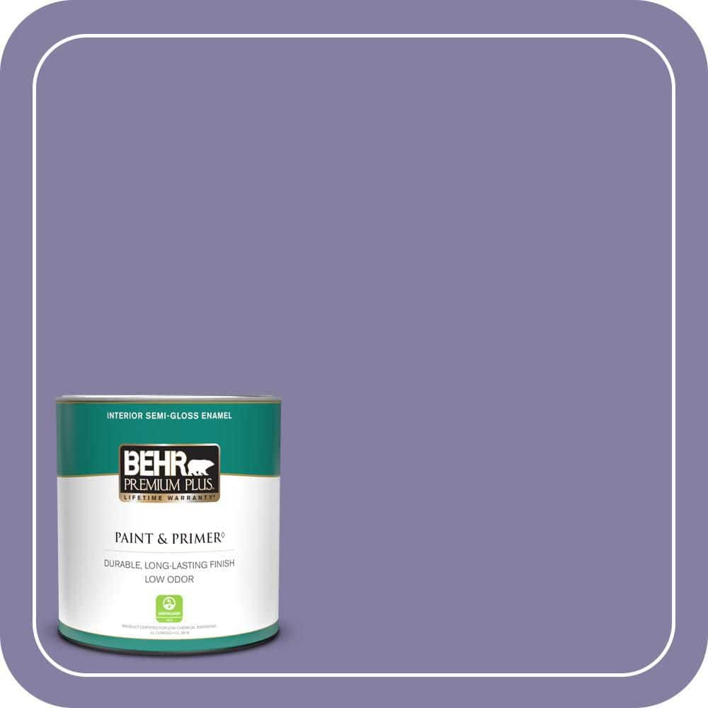 BEHR PREMIUM PLUS 1 qt. #640D-6 Chinese Violet Semi-Gloss Enamel Low Odor Interior Paint & Primer