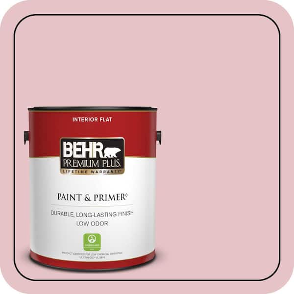 BEHR PREMIUM PLUS 1 gal. #S140-2 Cranapple Cream Flat Low Odor Interior Paint & Primer (2)
