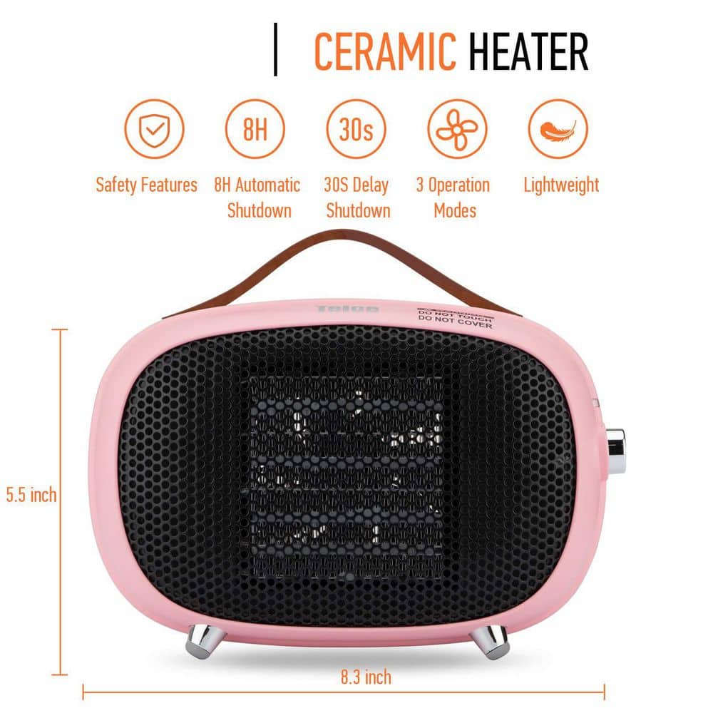 Unbranded 800W/400W Pink Indoor Electric Ceramic Space Heater PTC Portable Quiet Tip-Over Overheat Protection for Office Bedroom (2)