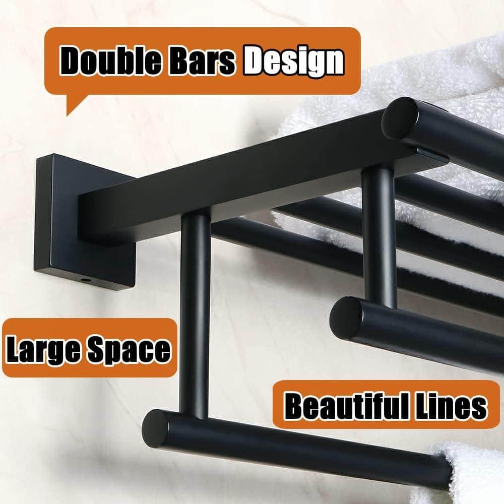 Dyiom 24 in. Wall Mounted, Towel Bar in Matte Black (2)