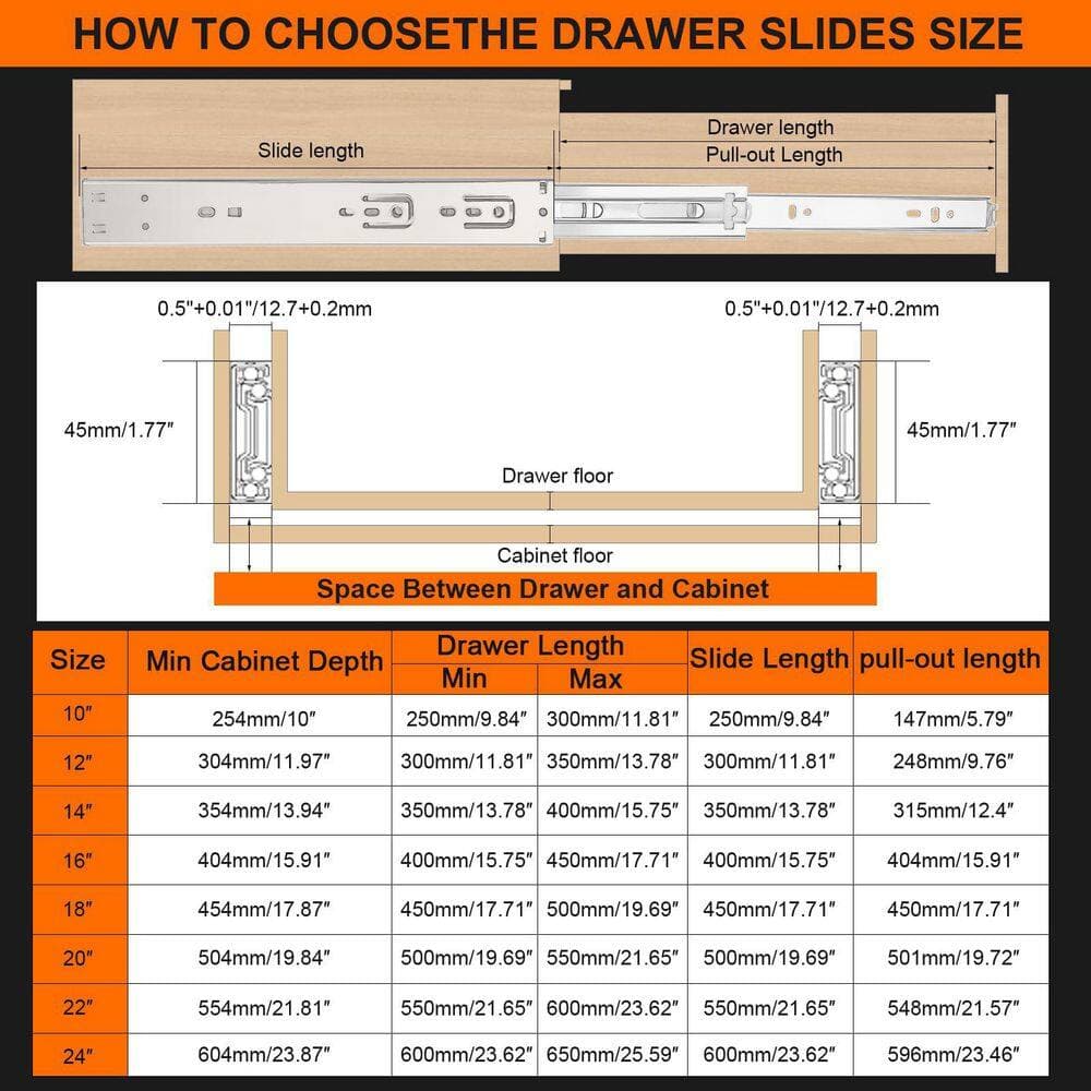 LAIFUCAM 16 in. Silver Steel Side Mount Soft-Close Heavy Duty Full Extension Drawer Slides 4 Pairs Pack 8 Pieces (3)