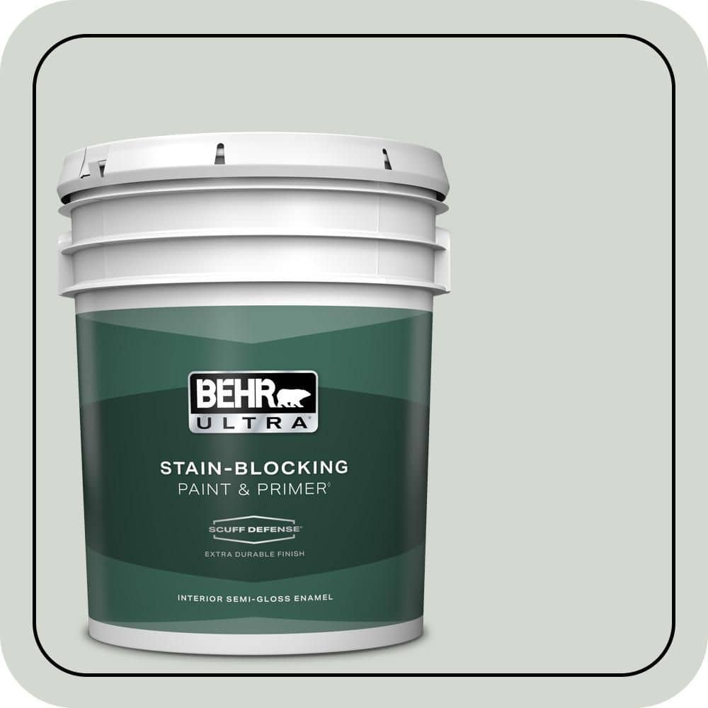 BEHR ULTRA 5 gal. #N410-2 Brook Green Extra Durable Semi-Gloss Enamel Interior Paint & Primer