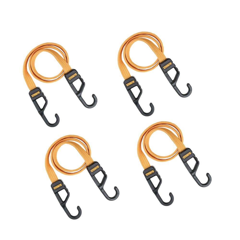 DEWALT 36 in. Flat Bungee Straps with Interlock Coated Metal Hooks, 4-Pack