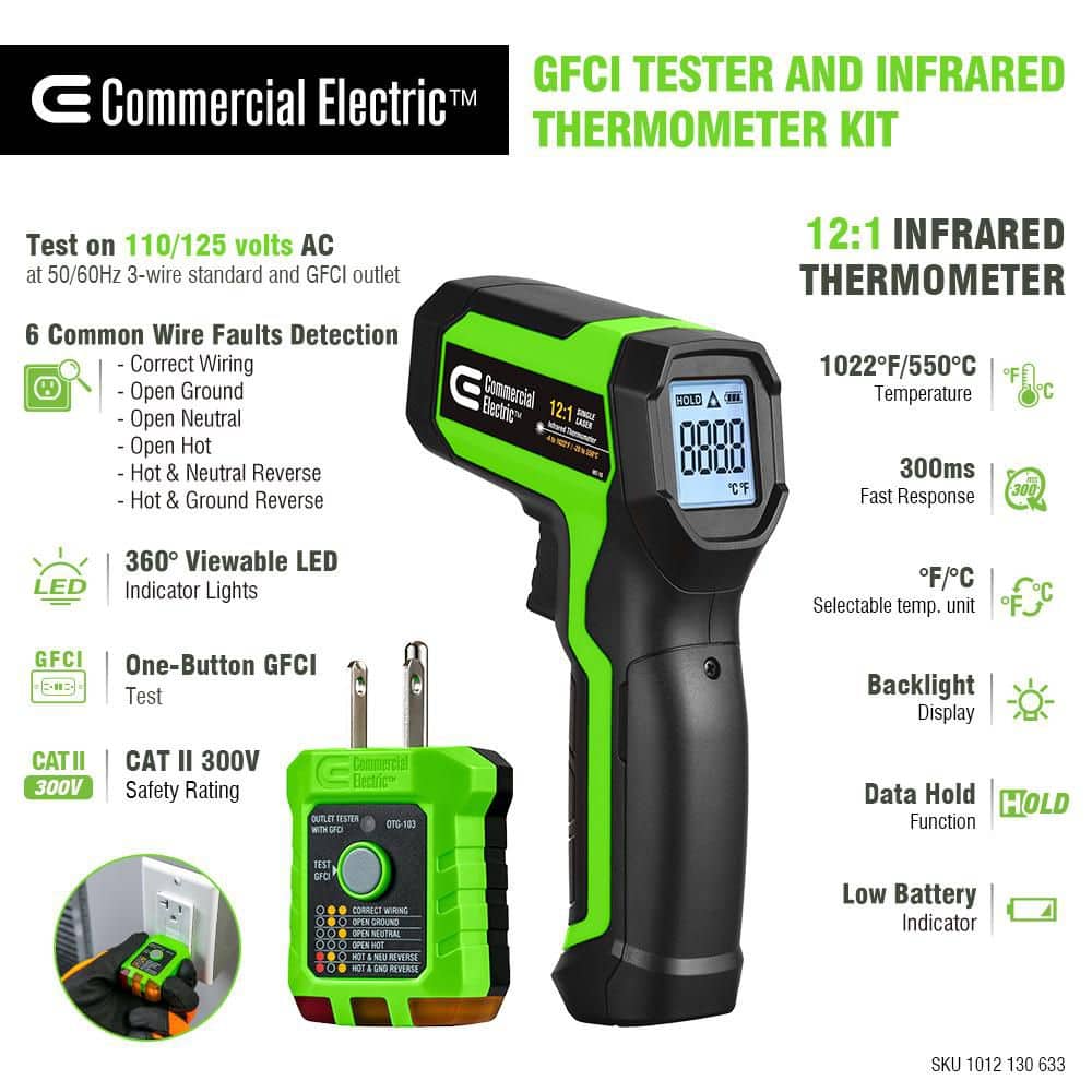 Commercial Electric 12:1 Infrared Thermometer Home Tester Kit (3)