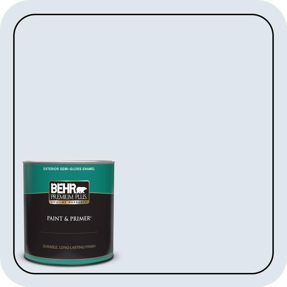 BEHR PREMIUM PLUS 1 qt. #590C-1 Morning Haze Semi-Gloss Enamel Exterior Paint & Primer