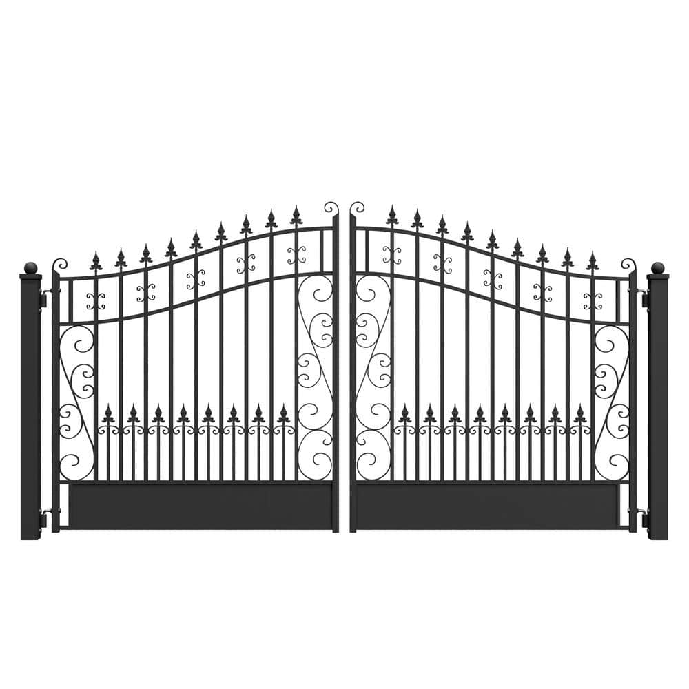 ALEKO Venice Style 12 ft. 6 ft. Black Steel Dual Swing Driveway Fence Gate