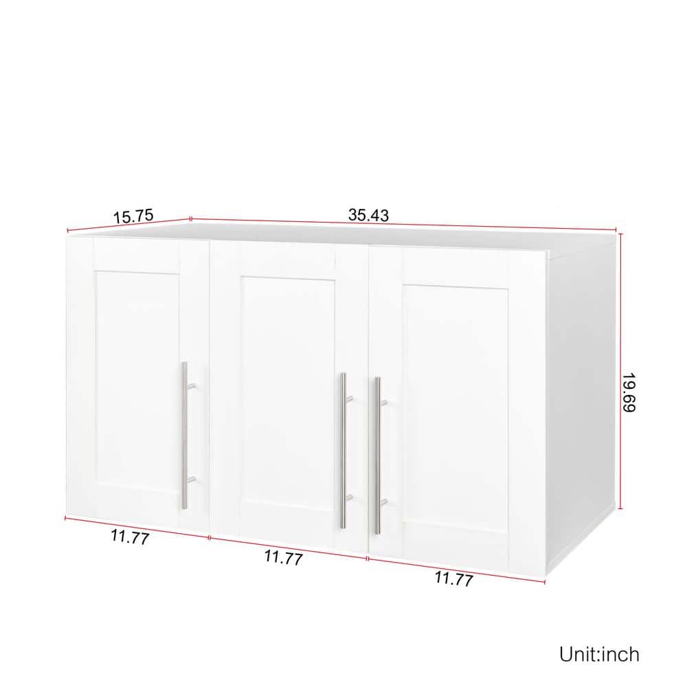 Unbranded 35.43 in. W x 15.75 in. D x 19.7 in. H Bathroom Storage Wall Cabinet in White (1)