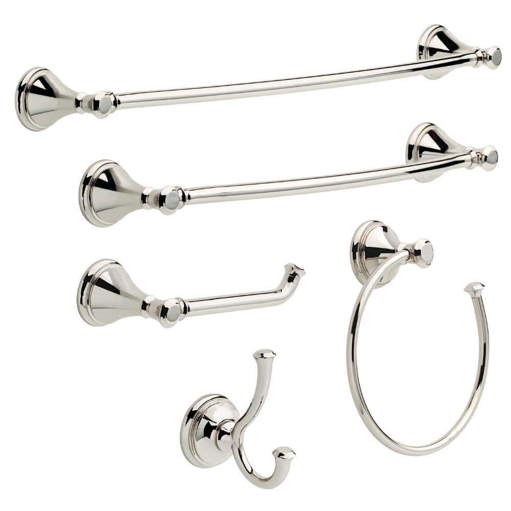 Delta Cassidy 6.04 in. W x 5.63 in. H x 20.51 in. D Zinc Rectangular Shelf in Polished Nickel (2)