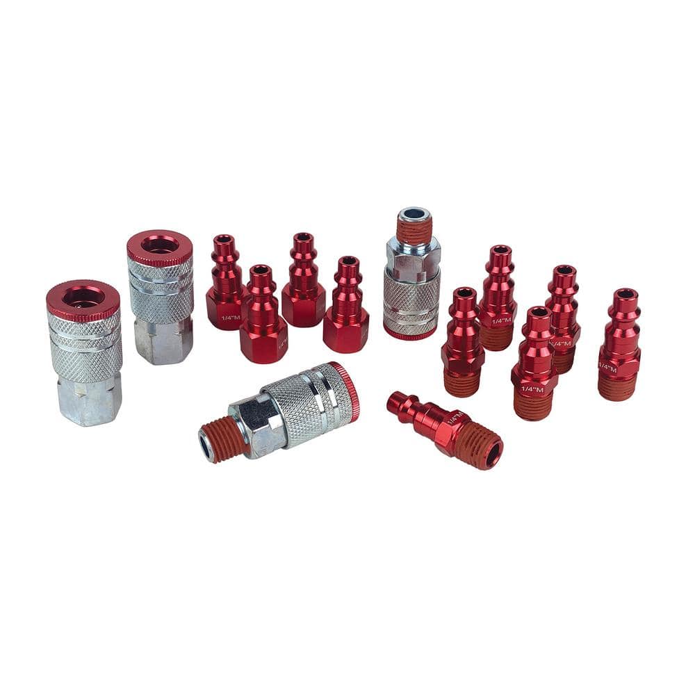 Primefit Color Coded Air Accessory Kit - Red 1/4 in. Industrial Style (14-Pieces) (1)
