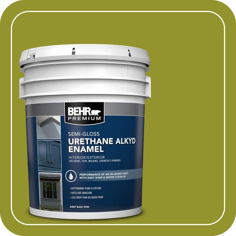 BEHR PREMIUM 5 gal. #P350-7 Lazy Lizard Urethane Alkyd Semi-Gloss Enamel Interior/Exterior Paint
