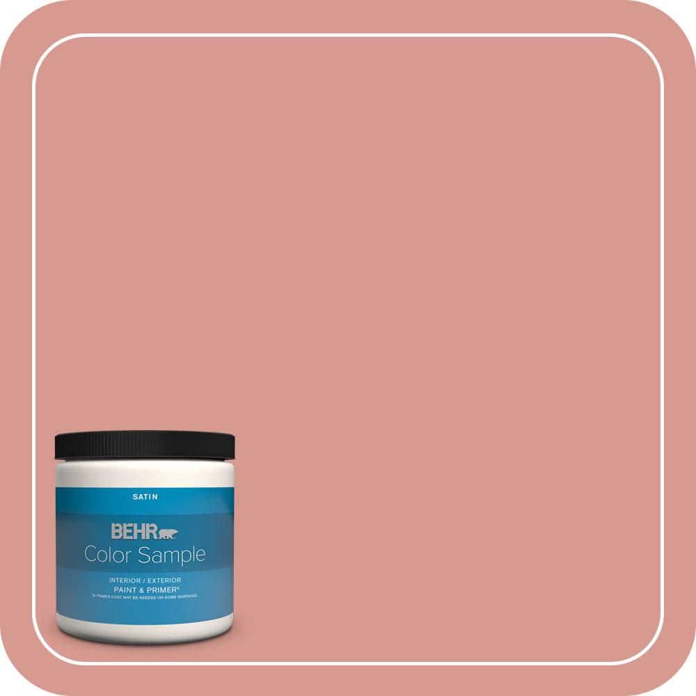 BEHR PREMIUM PLUS 8 oz. #T13-15 Shanghai Peach Satin Enamel Interior/Exterior Paint & Primer Color Sample