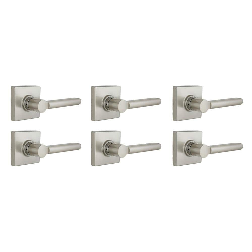 Defiant Tonebridge Satin Nickel Hall/Closet Passage Door Handle with Square Rose Contractor Pack (6-Pack)