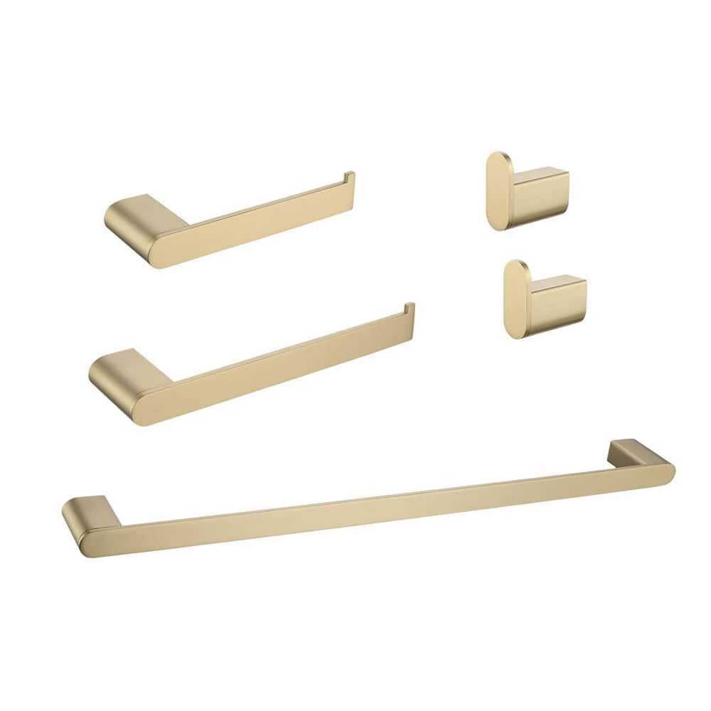 MYRYY 5-Piece Bath Hardware Set with Mounting Hardware in Brushed Gold