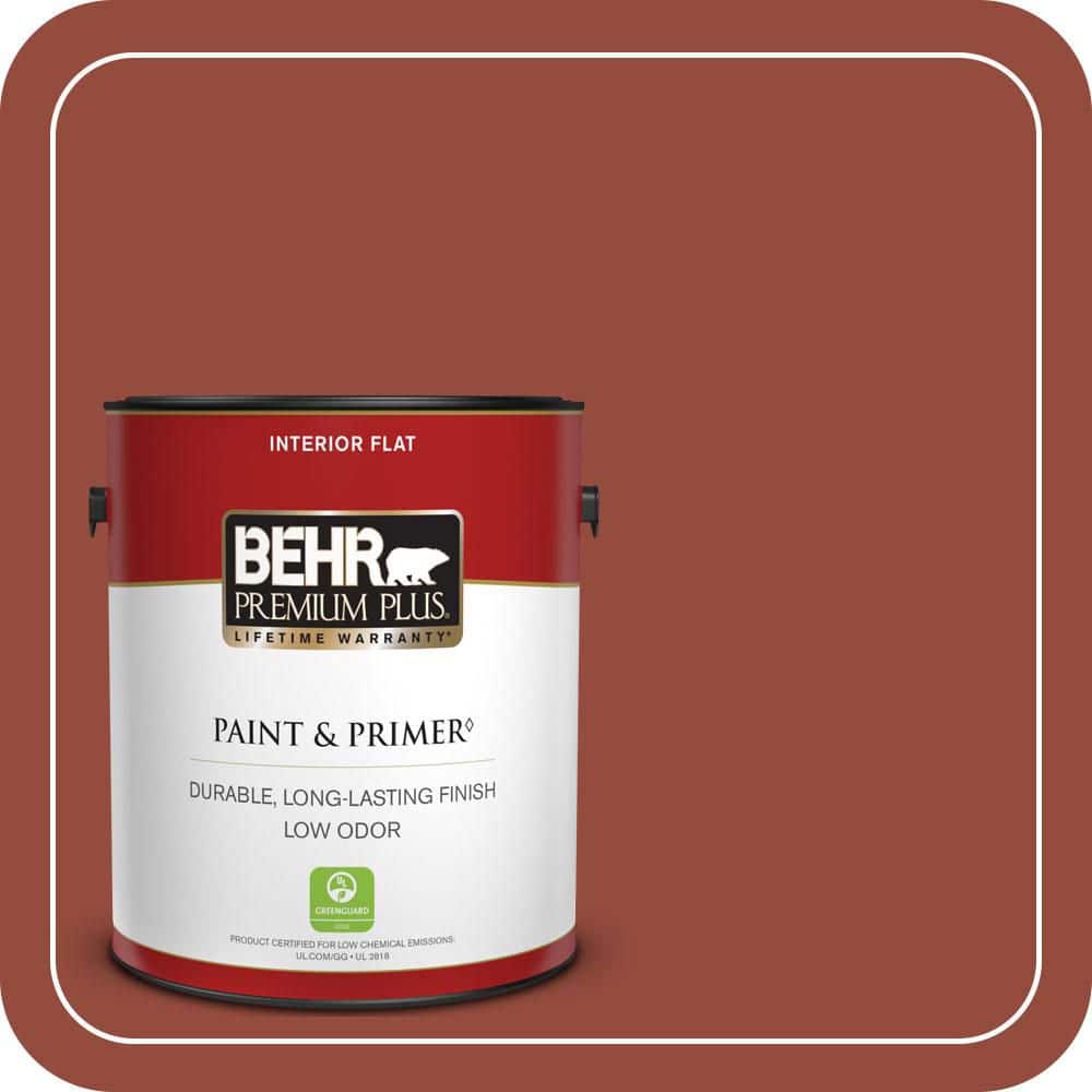 BEHR PREMIUM PLUS 1 gal. #S-H-200 New Brick Flat Low Odor Interior Paint & Primer