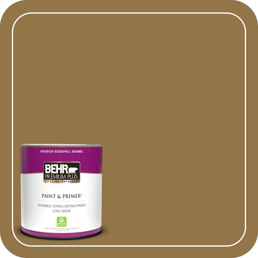 BEHR PREMIUM PLUS #350D-7 Cattail Brown Enamel Low Odor & Primer (1)