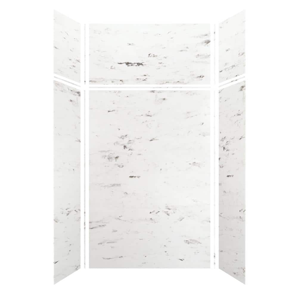 Transolid 48 in. W 96 in. H 36 in. D 6-Piece Glue to Wall Alcove Shower Wall Kit with Extension