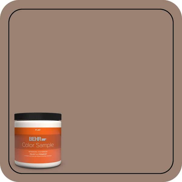 BEHR PREMIUM PLUS 8 oz. #N190-5 Frontier Brown Flat Interior/Exterior Paint & Primer Color Sample (2)
