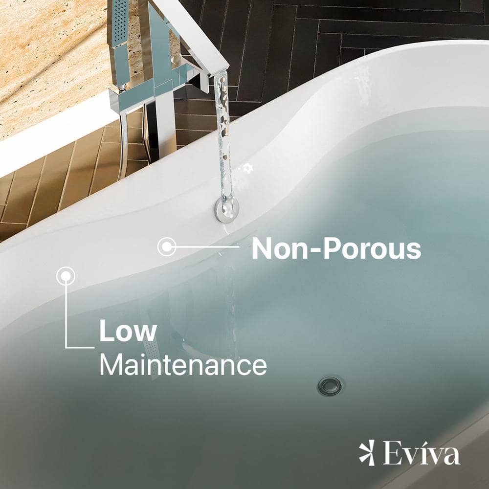 Eviva Emely 60 in. Acrylic Flatbottom Freestanding Bathtub in White (2)