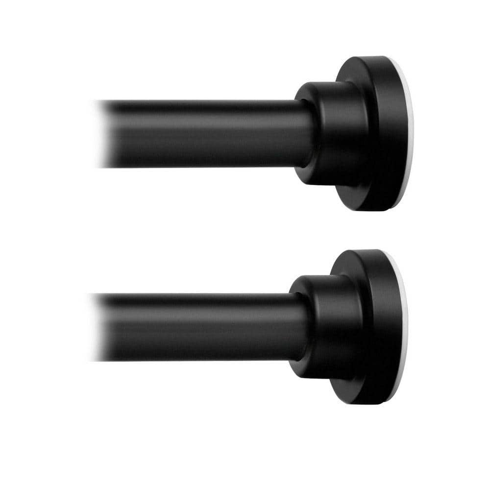 Unbranded 2-Pack Spring Tension Adjustable Curtain Rods with Anti-Slip Telescoping Waterproof Stainless Steel in Matte Black