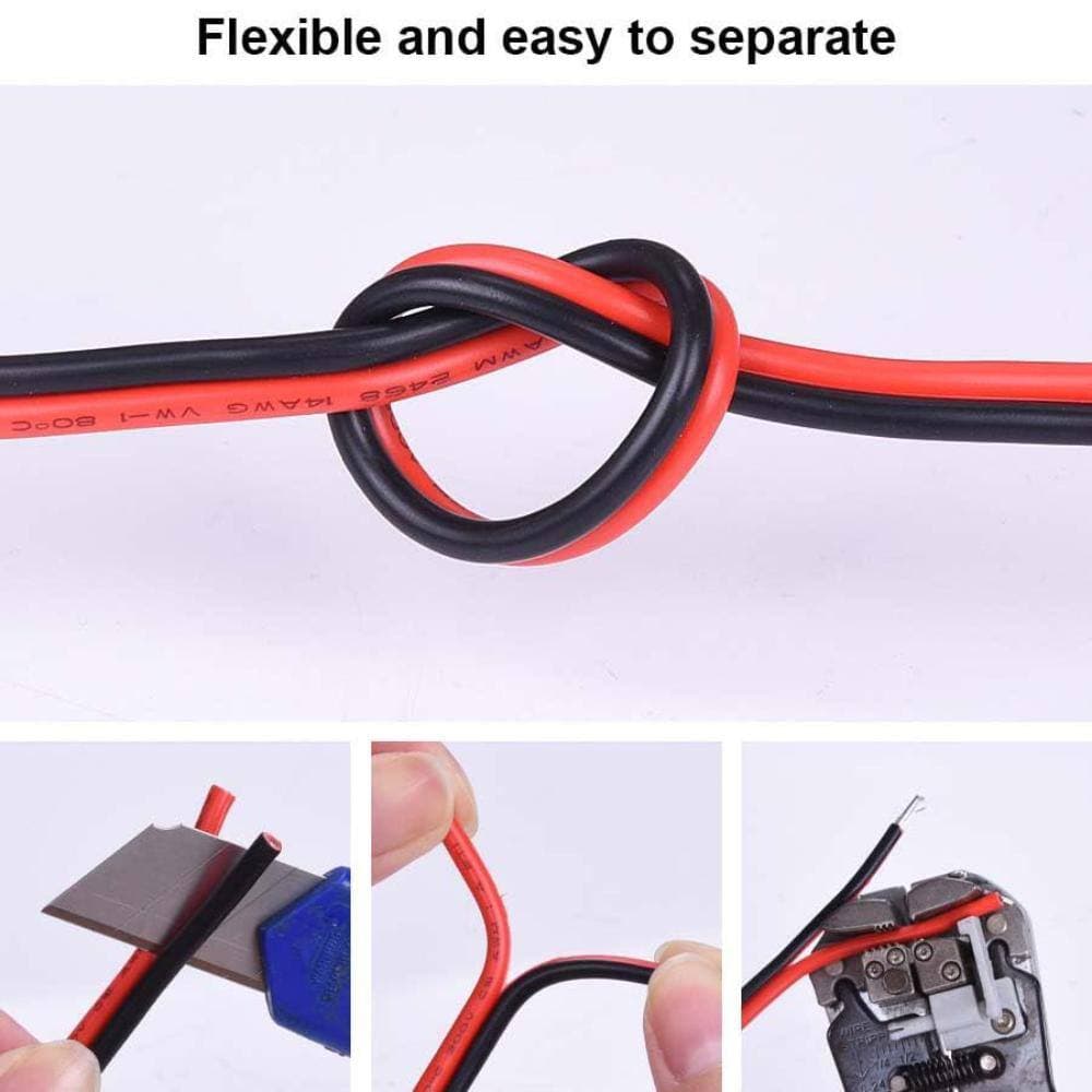 Angel Sar 50 ft. 10 AWG Tinned Copper Wire, 2 Conductor Parallel Wire Insulated Stranded Wire for Solar Panel Car Audio Auto (3)