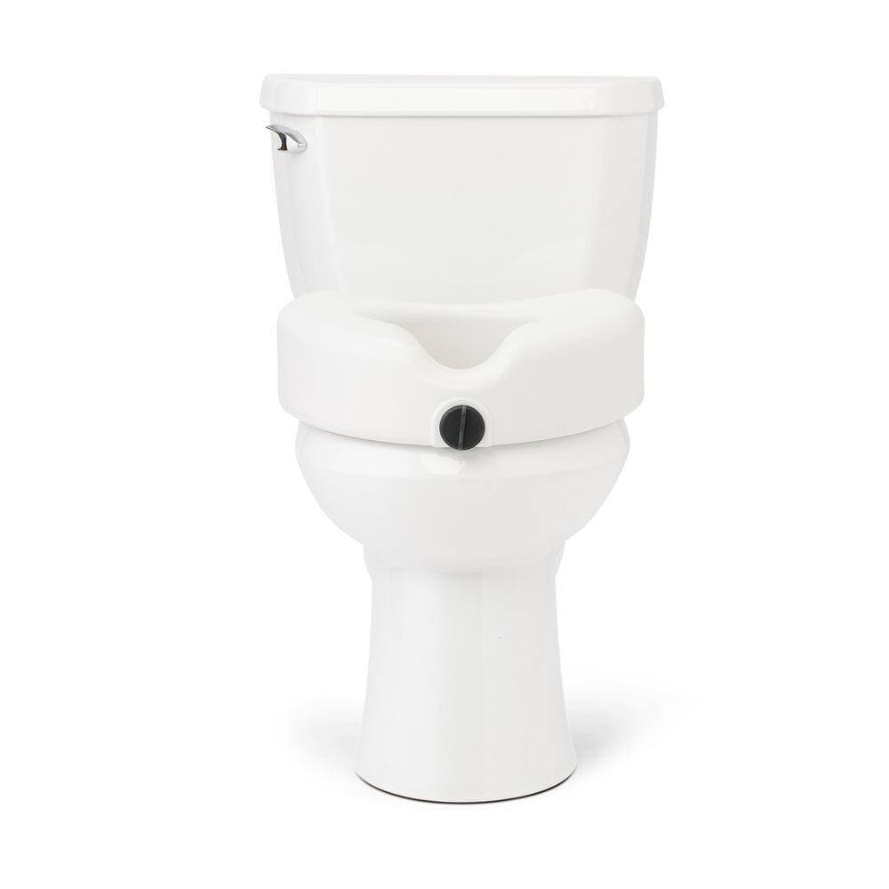 Medline 5 in. Elevated Locking Toilet Seat without Arms, White, Microban Treated (3)