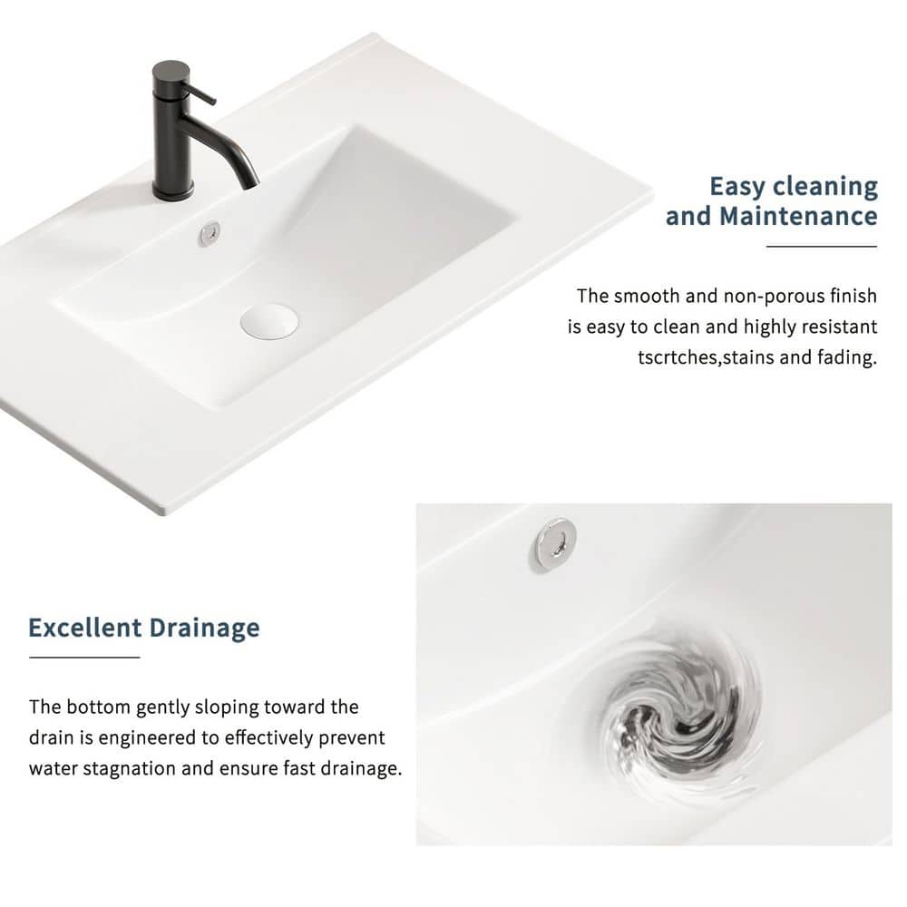 Satico 35.83 in. Drop-In Rectangular Ceramic Bathroom Sink Top in White (2)