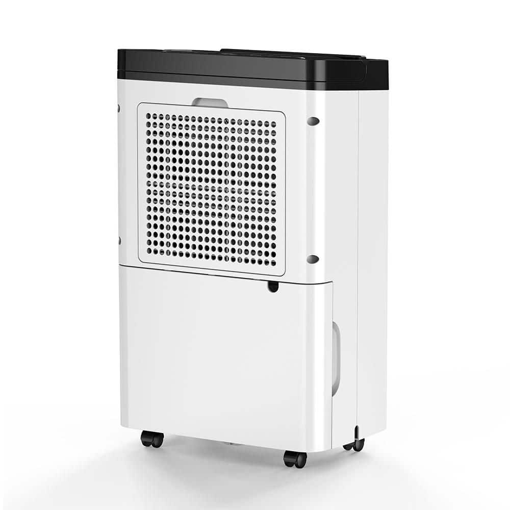 Edendirect 50 pt. 4,500 sq. ft. Dehumidifier for Basement with Drain Hose, Bucket, 35dB Sleep Mode, Continuous Run, Timer (White) (1)