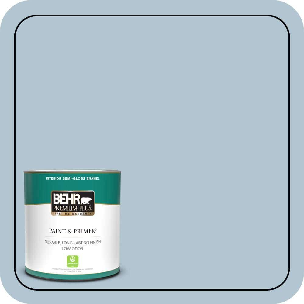 BEHR PREMIUM PLUS 1 qt. #MQ5-50 Opal Waters Semi-Gloss Enamel Low Odor Interior Paint & Primer