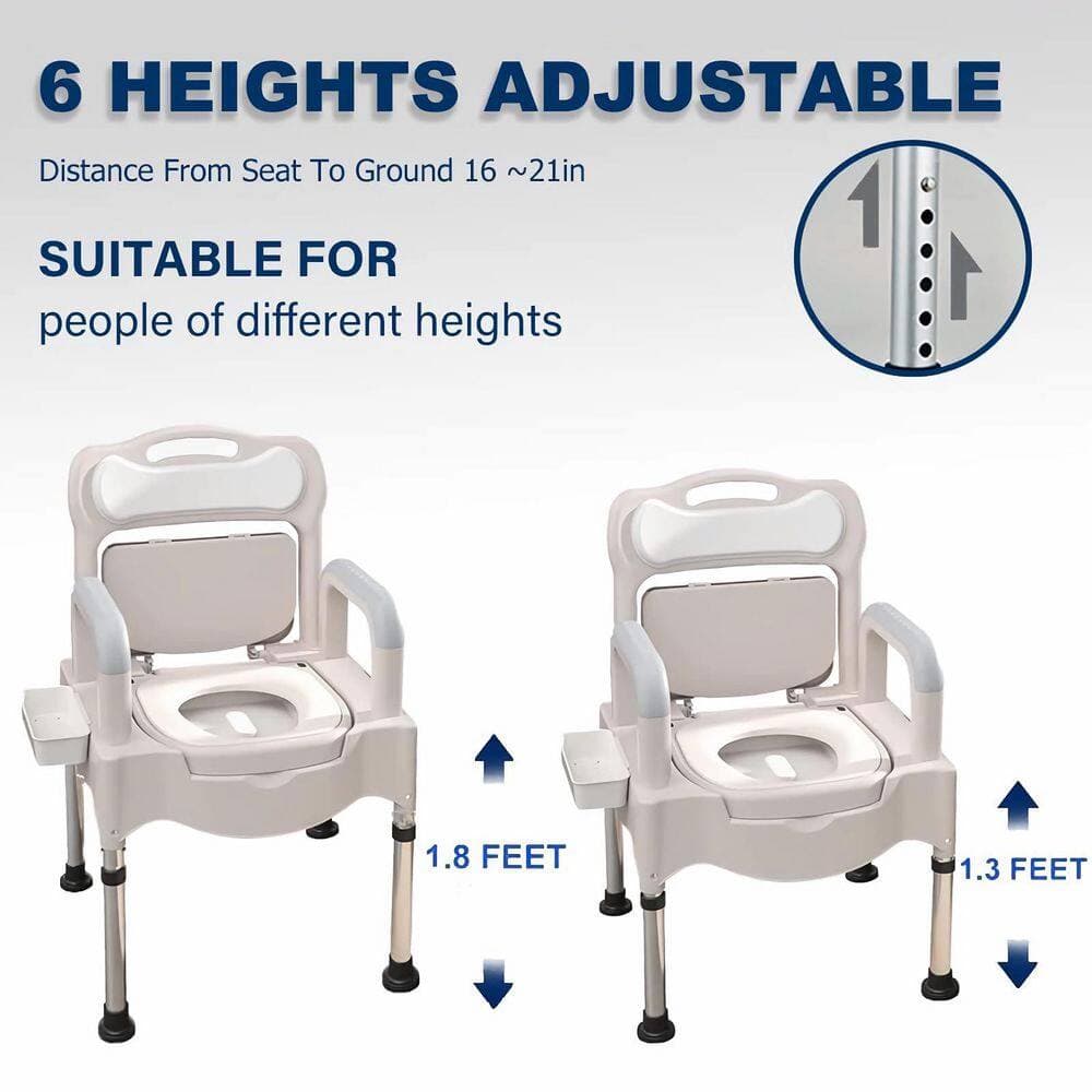 Wudkey Height Adjustable Adult Potty Chair for Seniors, Portable Toilets for Home Use, Bedside Toilet Seat, Bedside Commodes (2)