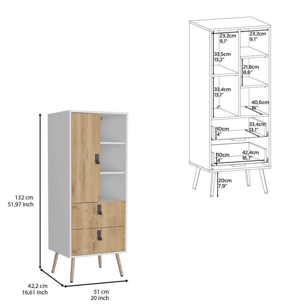 Tahanbath 20 in. W x 16.61 in. D x 51.97 in. H White Pine Freestanding Linen Cabinet with 3-Shelves and Drawers in White (3)