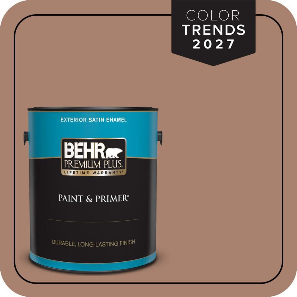BEHR PREMIUM PLUS 1 gal. #S190-5 Cocoa Nutmeg Satin Enamel Exterior Paint & Primer