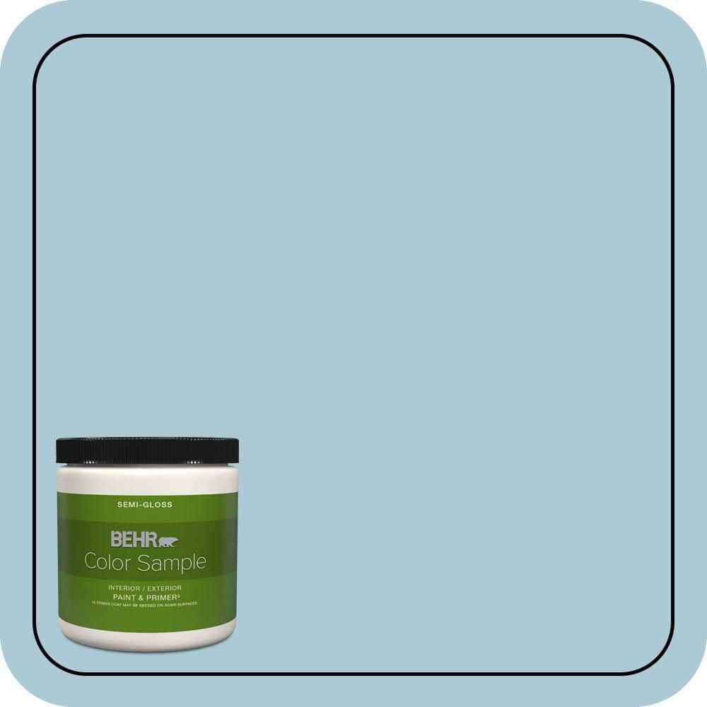 BEHR PREMIUM PLUS 8 oz. #S480-2 Sea Wind Semi-Gloss Interior/Exterior Paint & Primer Color Sample