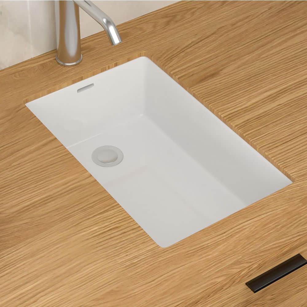 Coporesell 14 in. Undermount Rectangular Bathroom Sink with Overflow in White (1)