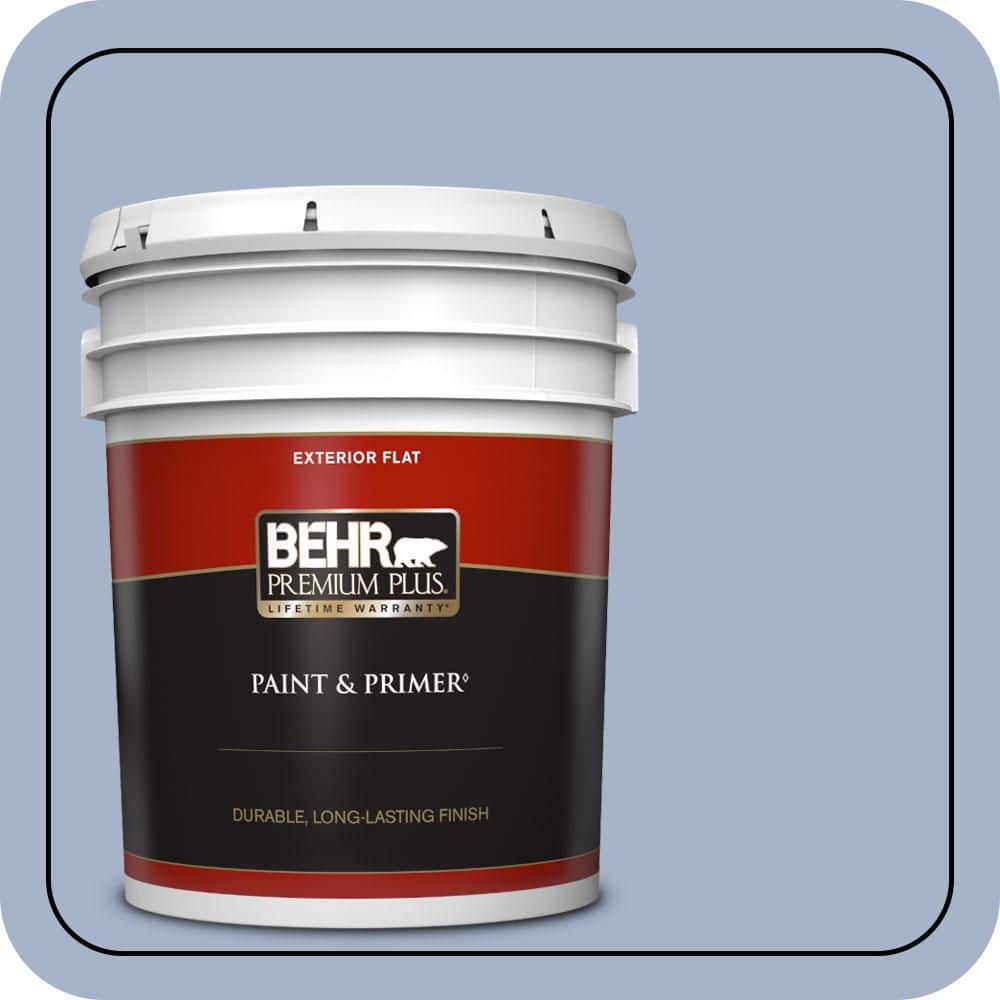 BEHR PREMIUM PLUS 5 gal. #PPU15-14 Ballroom Blue Flat Exterior Paint & Primer