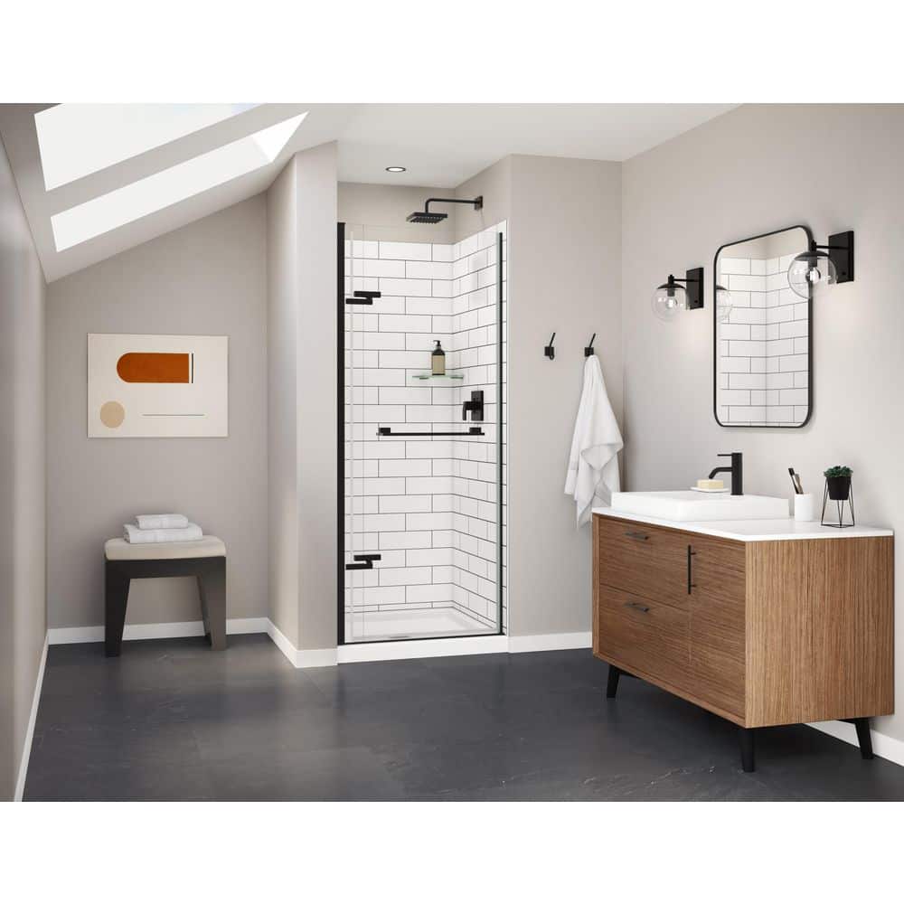 MAAX Utile 36 in. W x 80 in. H Direct-to-Stud Fiberglass Shower Wall Set for Corner in Metro Tux, 2 Panels
