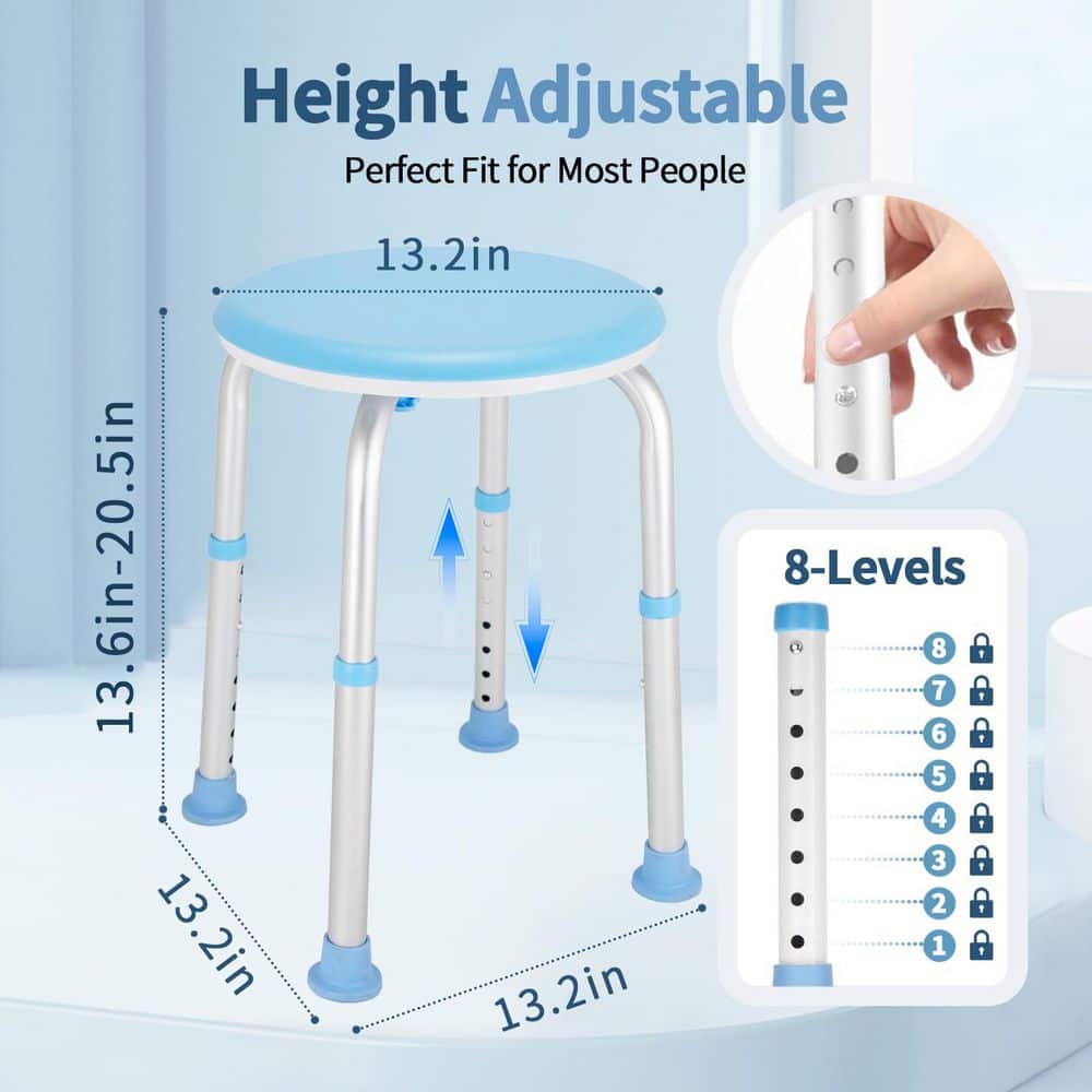 Numhew Adjustable Swivel Bath Seat Shower Chair for Inside Shower, Bathroom Bench Bath Chair for Elderly and Disabled (2)